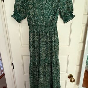 Elegant Green Paisley Dress